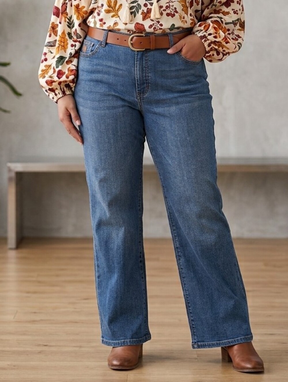 Womens Medium Wash Blue Gabby Bootcut Stretch Denim Jeans BlingPocket 18W